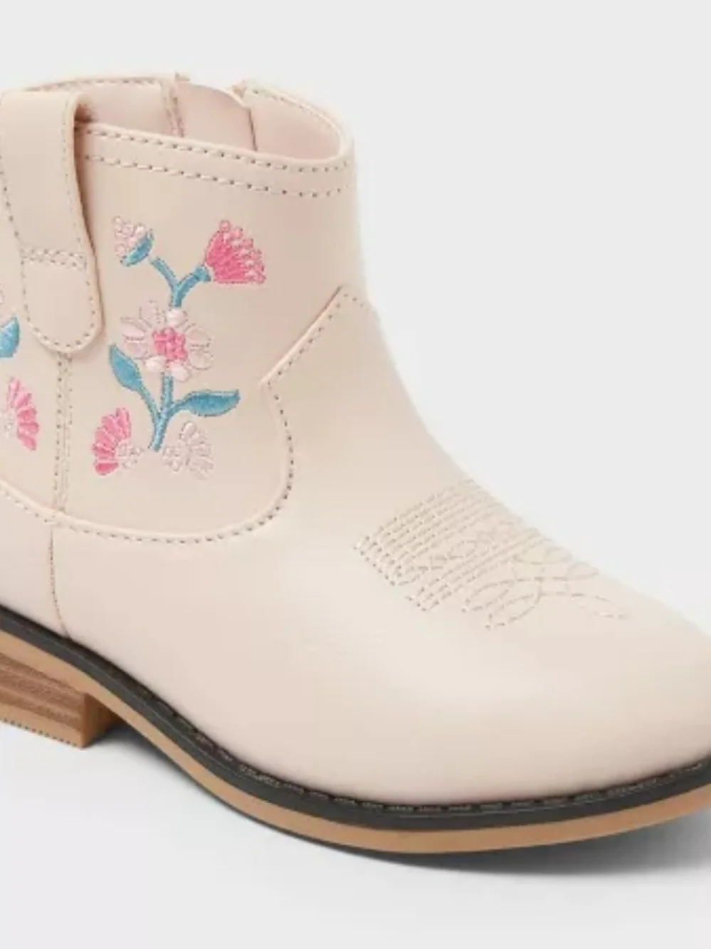 Girls' Toddler Cream Floral Whitley Embroidered Ankle Boots - Kids Shoes